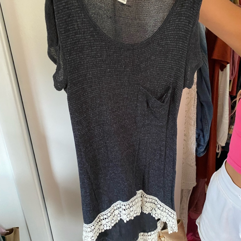 Abercrombie tunic short sleeve shirt navy blue very comfy